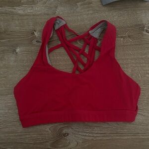 Women's Red Strappy Sports Bra